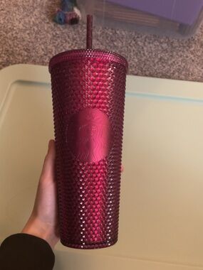 Starbucks Metallic Magenta Studded Reusable Tumbler with Straw